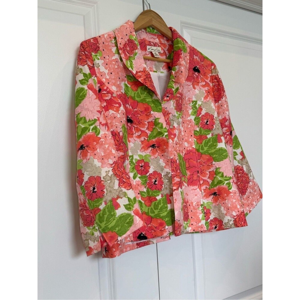 Kim Rogers Pink & Green Floral Blazer Woman's Medium